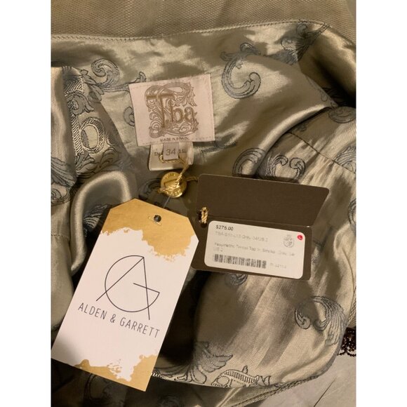 T. Ba Spanish Clothier Axels LTD Asymetric Tencel Top Smoke Gray NWT $275 Size 2 - Picture 6 of 6